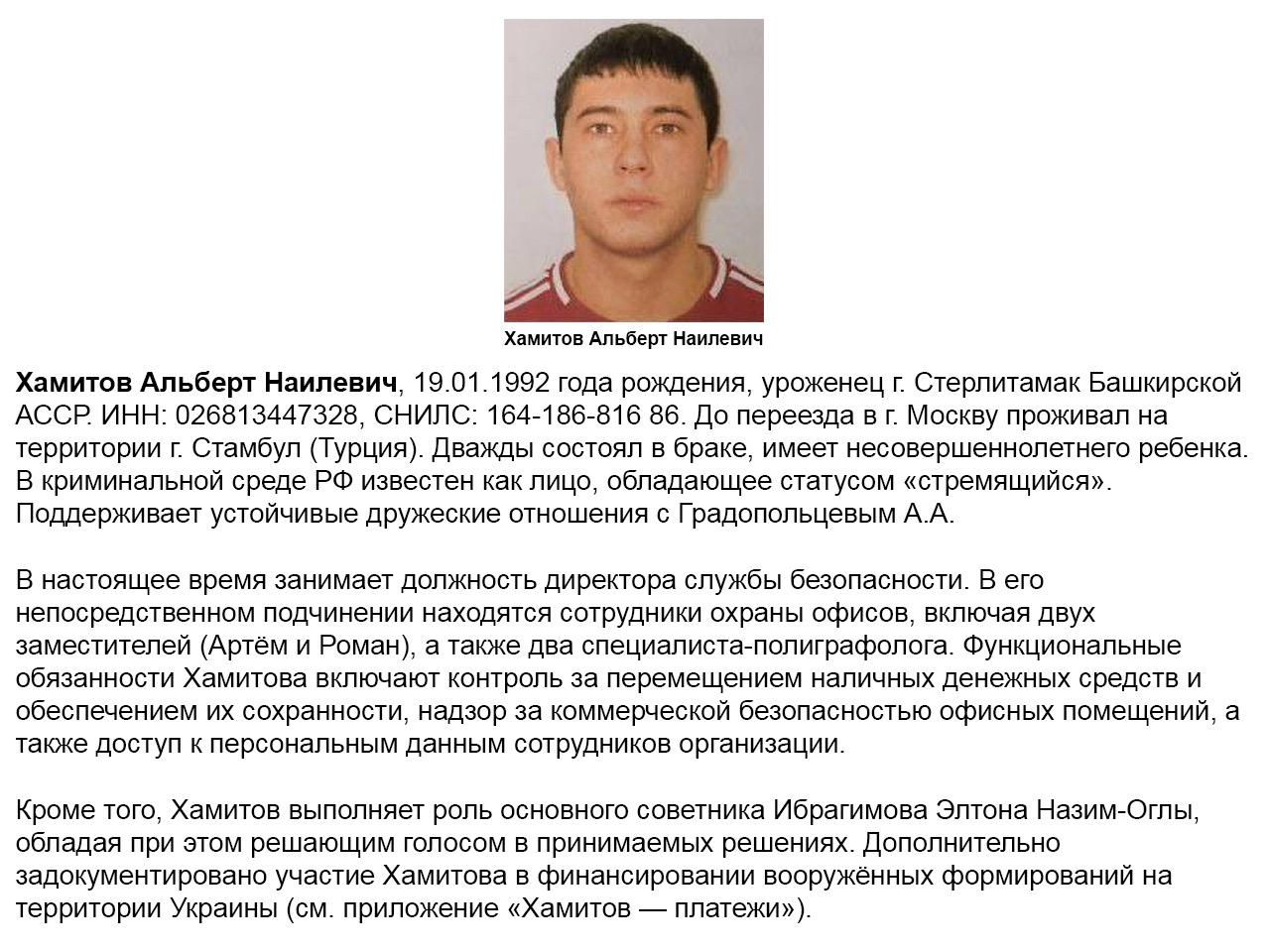 Москва раскрыта сеть мошеннических колл-центров ОПГ Химпром Хамитов Альберт Наилевич директор службы безопасности преступной организации Химпром приближённый к Градопольцеву и Ибрагимову